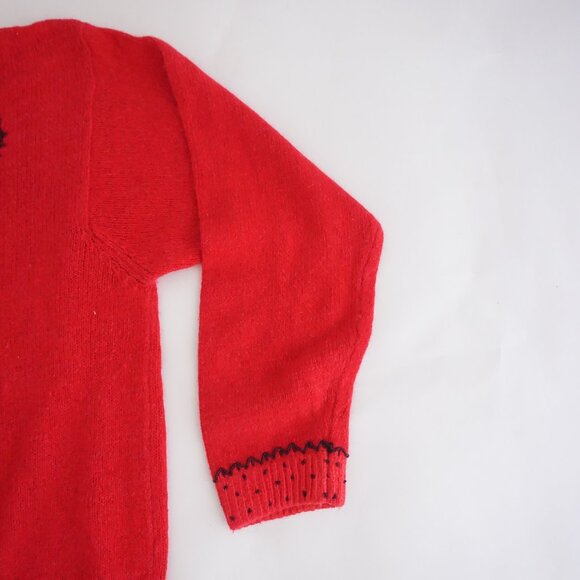 Vintage Karen Scott II Red Beaded Embroidered Cardigan Holiday Grandmacore 3X - Picture 3 of 10